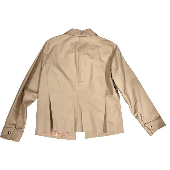 LRL Ralph Lauren Green Label Snap Jacket Leather Trim NWOT Women L 14 Tan - Picture 3 of 8